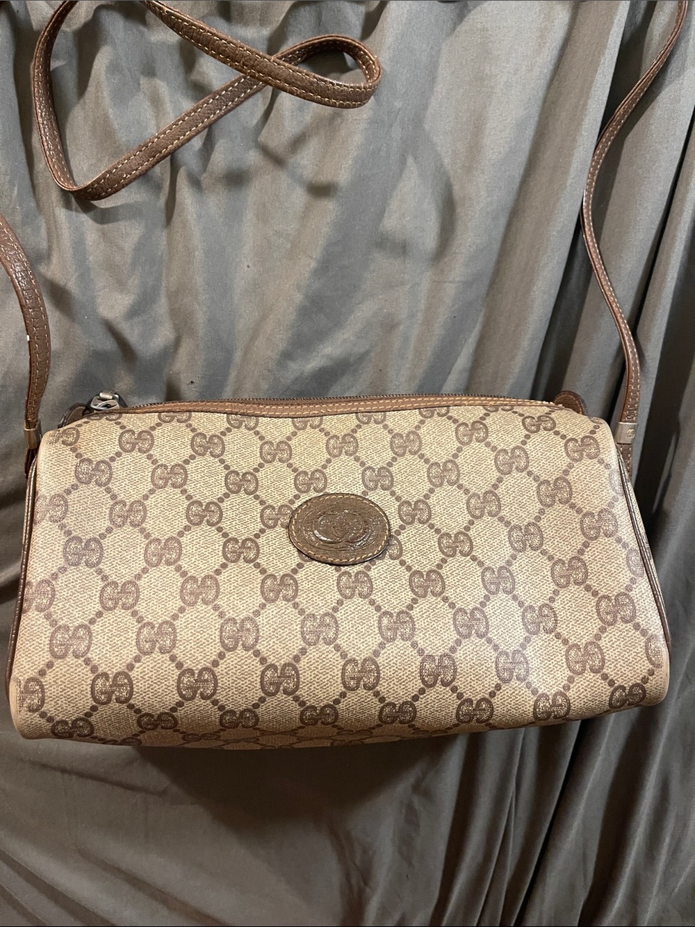 Vintage Gucci Brown Monogram Canvas Crossbody - Picture 2 of 7